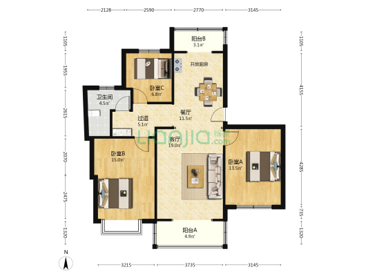 宜川路351弄 3室2厅1卫 104平方