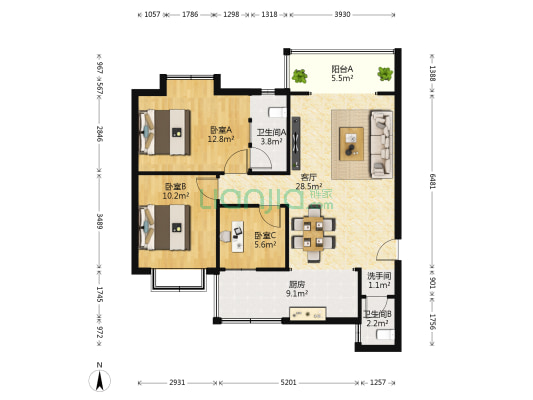 长融一代天骄 3室1厅3卫 94平方