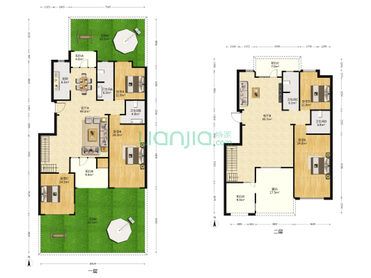 新田城二期住福 5室2厅4卫 264平方