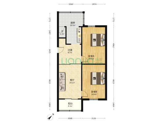 瑞金南路319号 2室1厅1卫 86平方