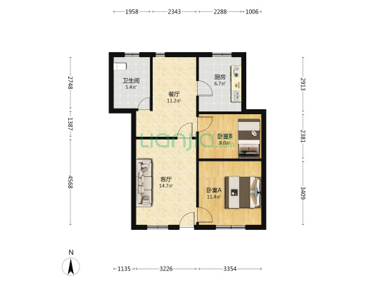 南庄岭街 2室2厅1卫 72平方
