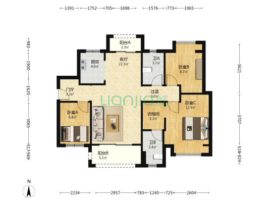 力高·君熙府 3室1厅2卫 108平方