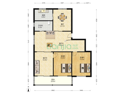 刘伶巷 2室3厅1卫 230平方
