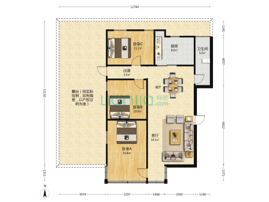 梅华东路463号 3室1厅1卫 101平方