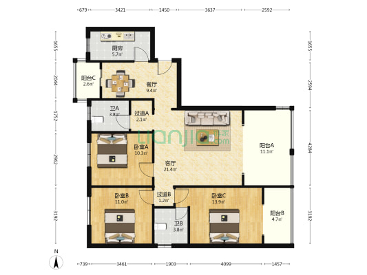 水榭雅庭 3室2厅2卫 110平方