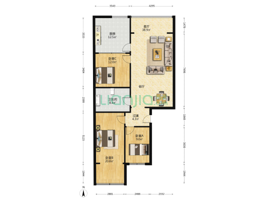 永通小区 3室1厅1卫 140平方