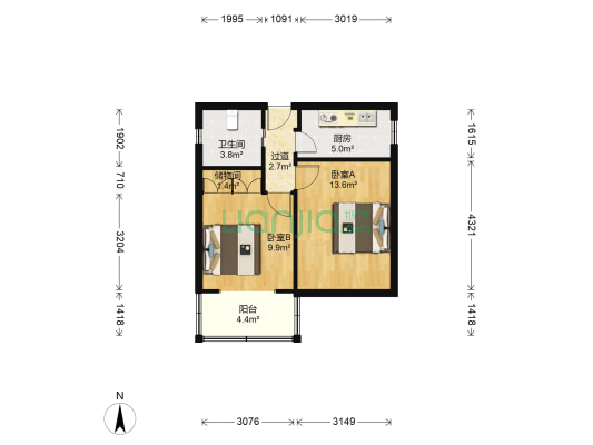 昆仑花苑 2室0厅1卫 52平方