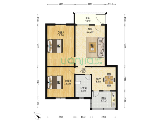 嘉惠楼 2室2厅1卫 82平方