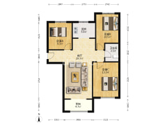 房本满二，南北通透三居，看房方便，交通便利-涿州K2狮子城北区户型图