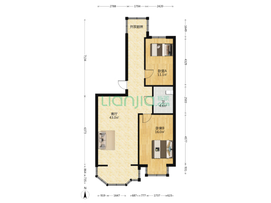 鸿雁小区 2室1厅1卫 92平方