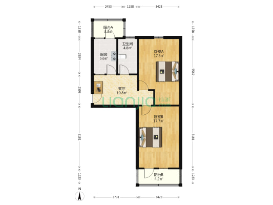 黄陵信用社宿舍 2室1厅1卫 72平方