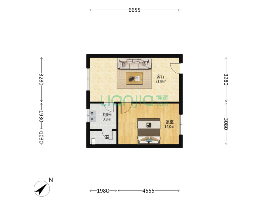 雒东花园 1室1厅1卫 52平方