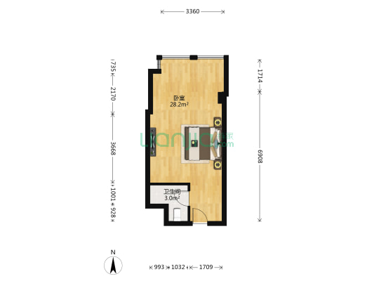 龙阳凯悦大厦 1室0厅1卫 46平方