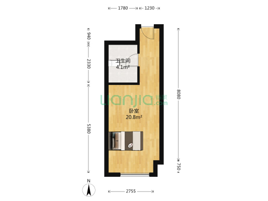 万达银座 1室0厅1卫 41平方