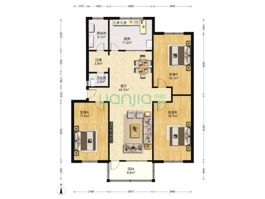盛达新村 3室1厅2卫 144平方