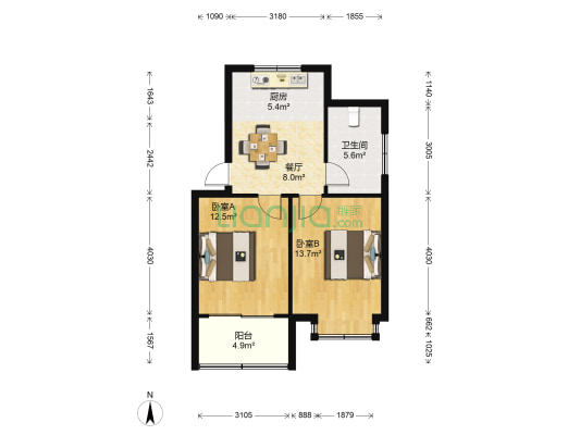 金淞湾花园 2室1厅1卫 101平方