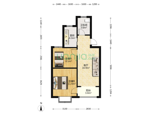 平昌宜居苑 2室1厅1卫 65平方