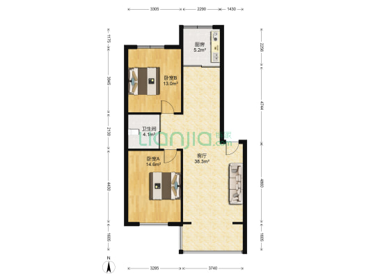 德意名典西区 2室1厅1卫 89平方