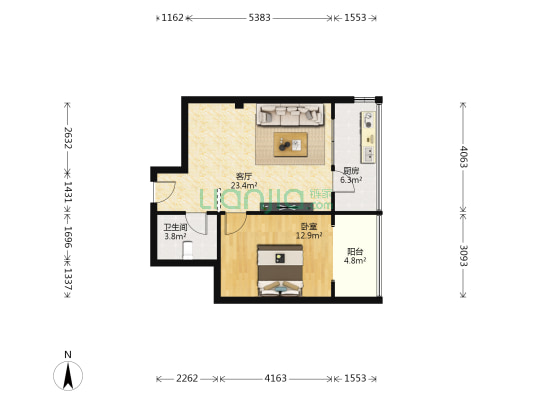 康宁家园 1室1厅1卫 74平方