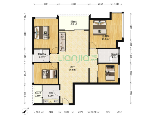 SKYC天益城 4室1厅2卫 114平方