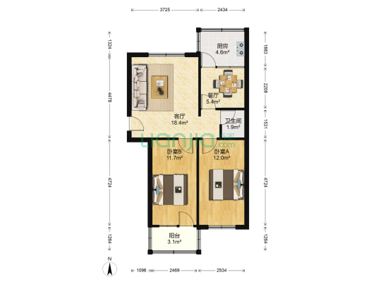 长兴北路69号院 2室2厅1卫 71平方