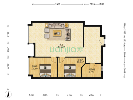 裕鸿国际 2室1厅0卫 64平方
