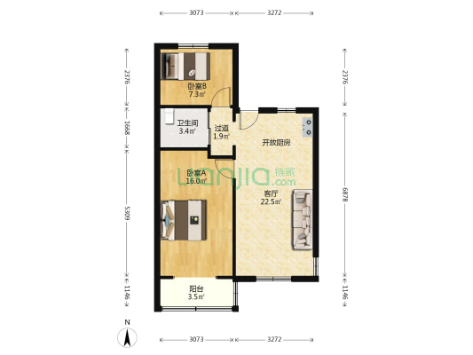新五小区  2室1厅1卫 71平方