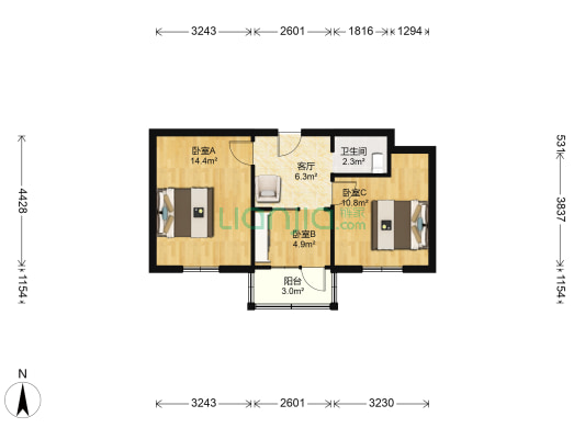 江苏科技大学住宅区一村 3室1厅1卫 86平方