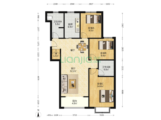 望族公馆 3室1厅2卫 131平方