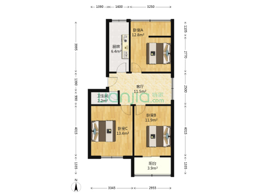 荆南街社区 3室1厅1卫 83平方