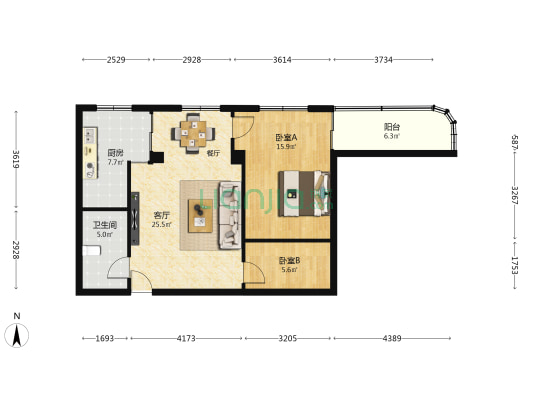 正宁路 2室1厅1卫 86平方