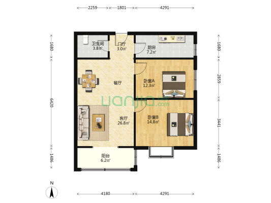 紫霞小区 2室1厅1卫 100平方