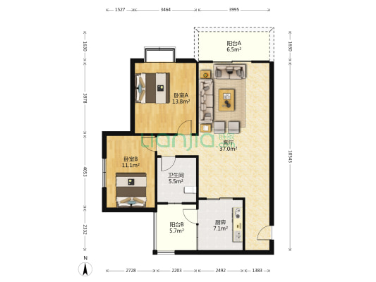 新天寨新康小区 2室1厅1卫 98平方