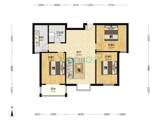 万悦城，次顶层，采光好，视野好，26年4月满二。-户型图