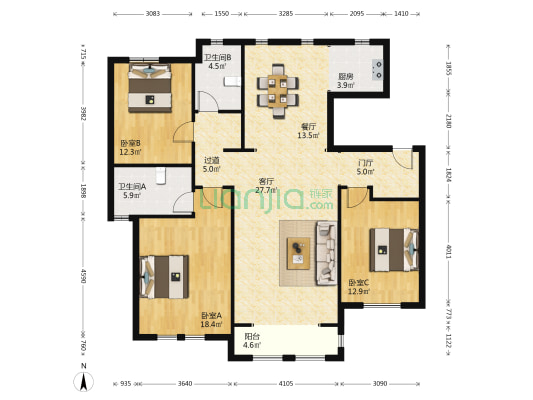 格调初晴 3室2厅2卫 145平方