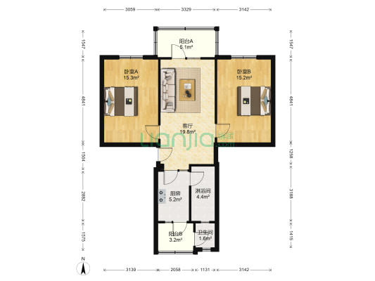 西安北路27号 2室1厅2卫 81平方