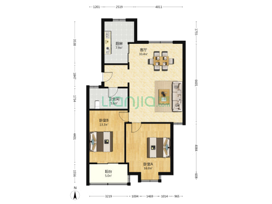 水稻所赵家墩 2室1厅1卫 97平方