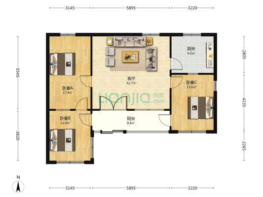 穆家巷 3室1厅0卫 101平方