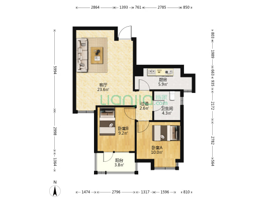 金桂小区 2室1厅1卫 86平方