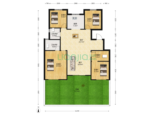 和昌林与城 4室2厅2卫 143平方