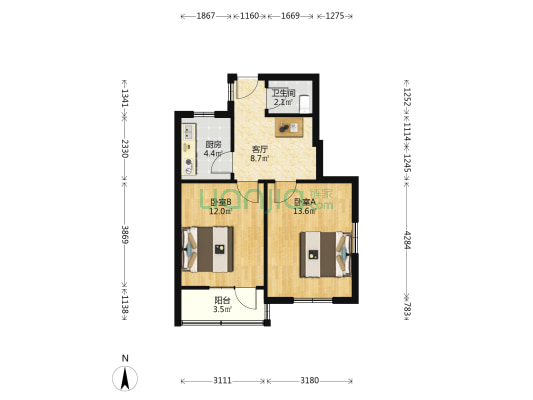 瑞昌路210-216号(双号) 2室1厅1卫 57平方