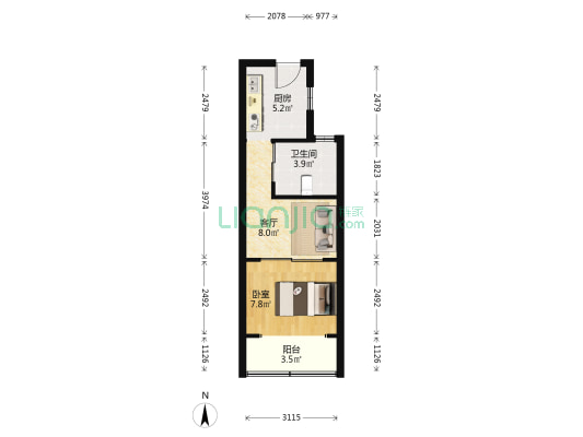 宣化路217号 1室1厅1卫 34平方