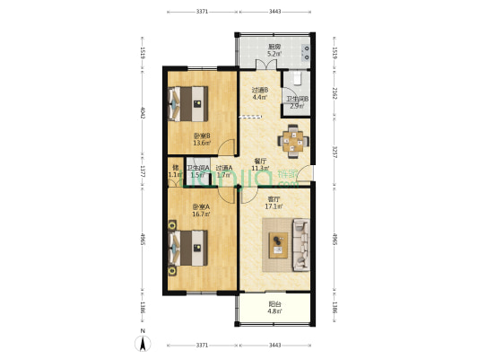 西号巷9号 2室2厅2卫 101平方