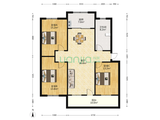 民生粮油家属院 3室1厅1卫 125平方