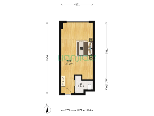 信业尚誉 1室0厅1卫 46平方