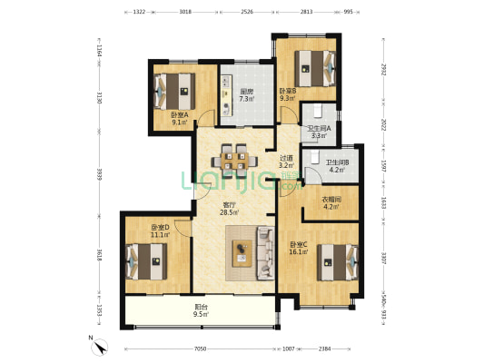 招商雍宁府 4室1厅2卫 129平方