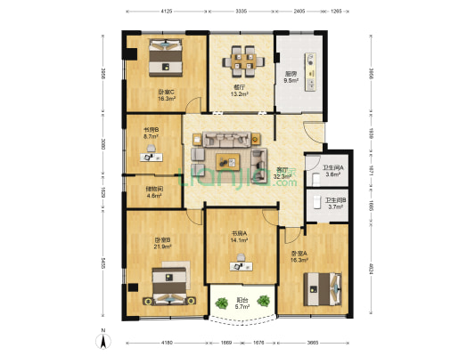 西新小区 5室2厅2卫 185平方