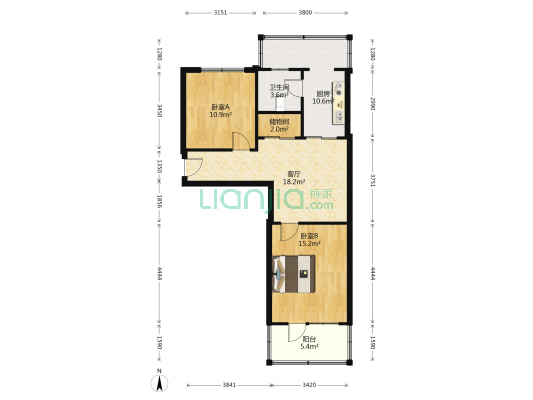 幸福里(咸水沽) 2室1厅1卫 80平方
