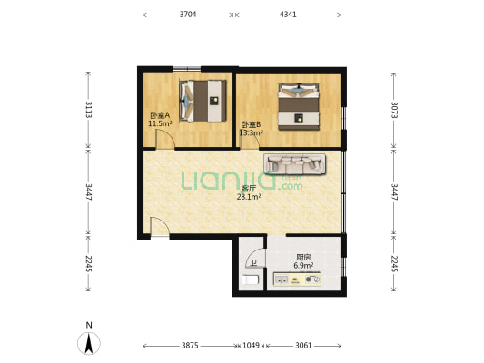 广海大道中 2室1厅1卫 79平方