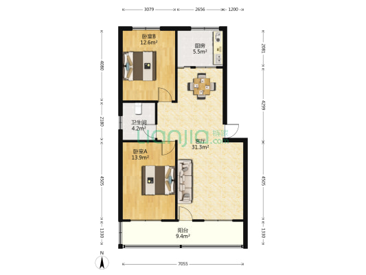 光明路小区 2室1厅1卫 95平方